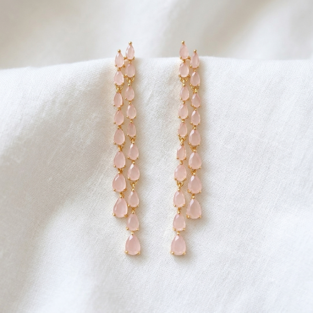 Keely: The Blush Teardrop Fringe Drop