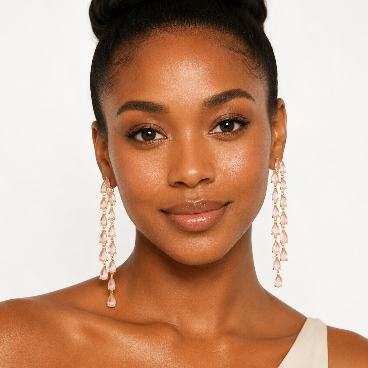 Keely: The Blush Teardrop Fringe Drop