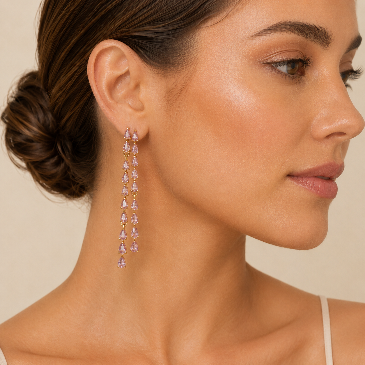 Sorcha: The Pink Teardrop Fringe Drop