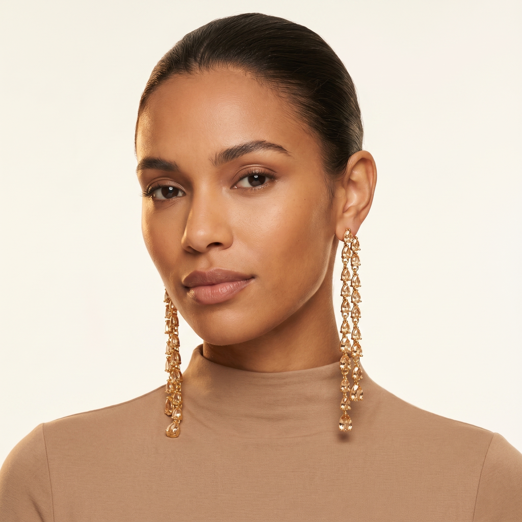 Fiona: The Champagne Teardrop Fringe Drop