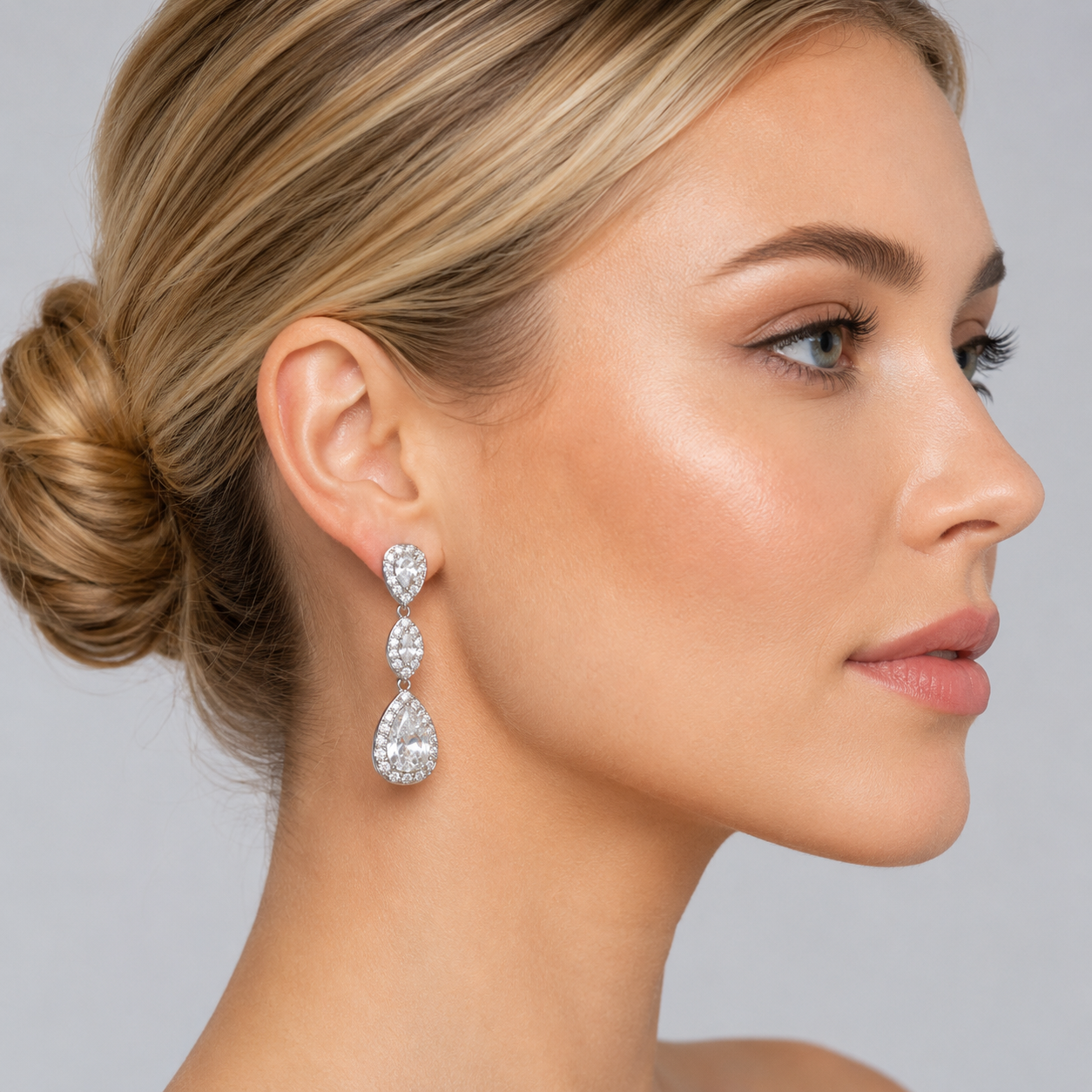 Maeve: The Silver Triple Pave Teardrop Drop