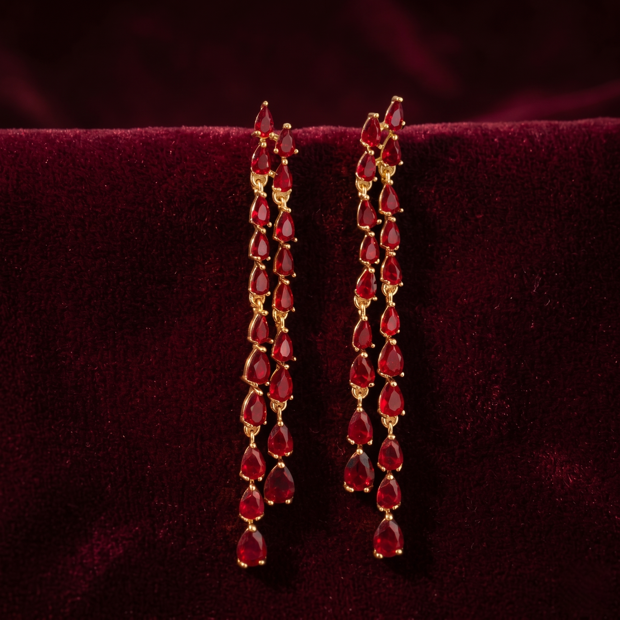 Aoife: The Red Teardrop Fringe Drop
