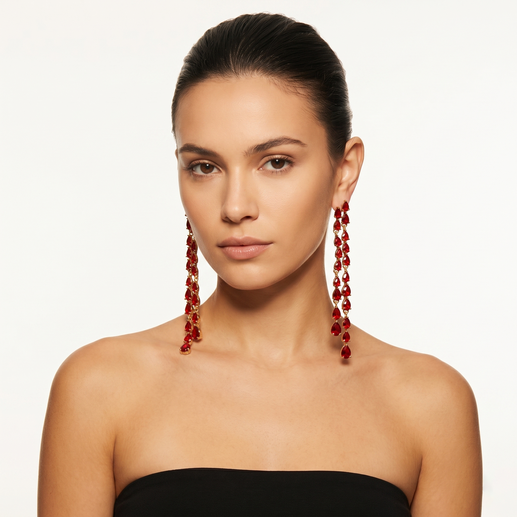 Aoife: The Red Teardrop Fringe Drop