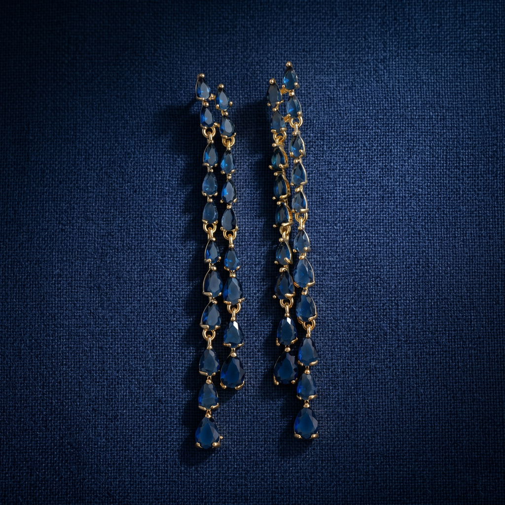 Sinead: The Navy Teardrop Fringe Drop