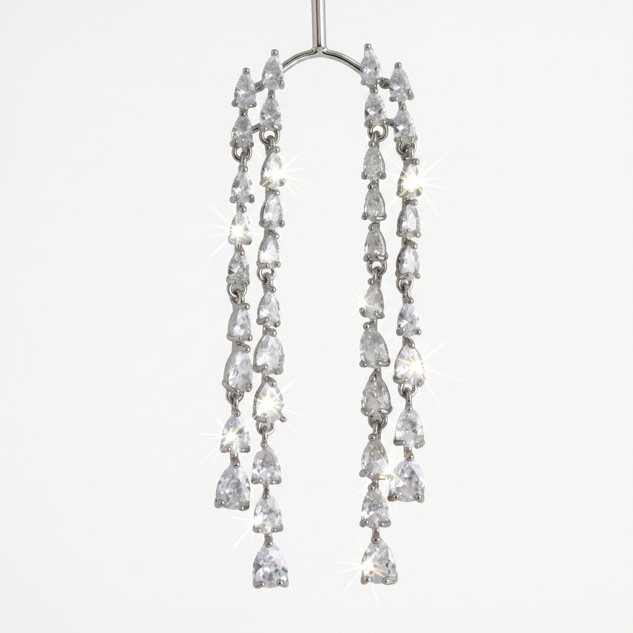 Niamh: The Silver Double Strand Teardrop Fringe
