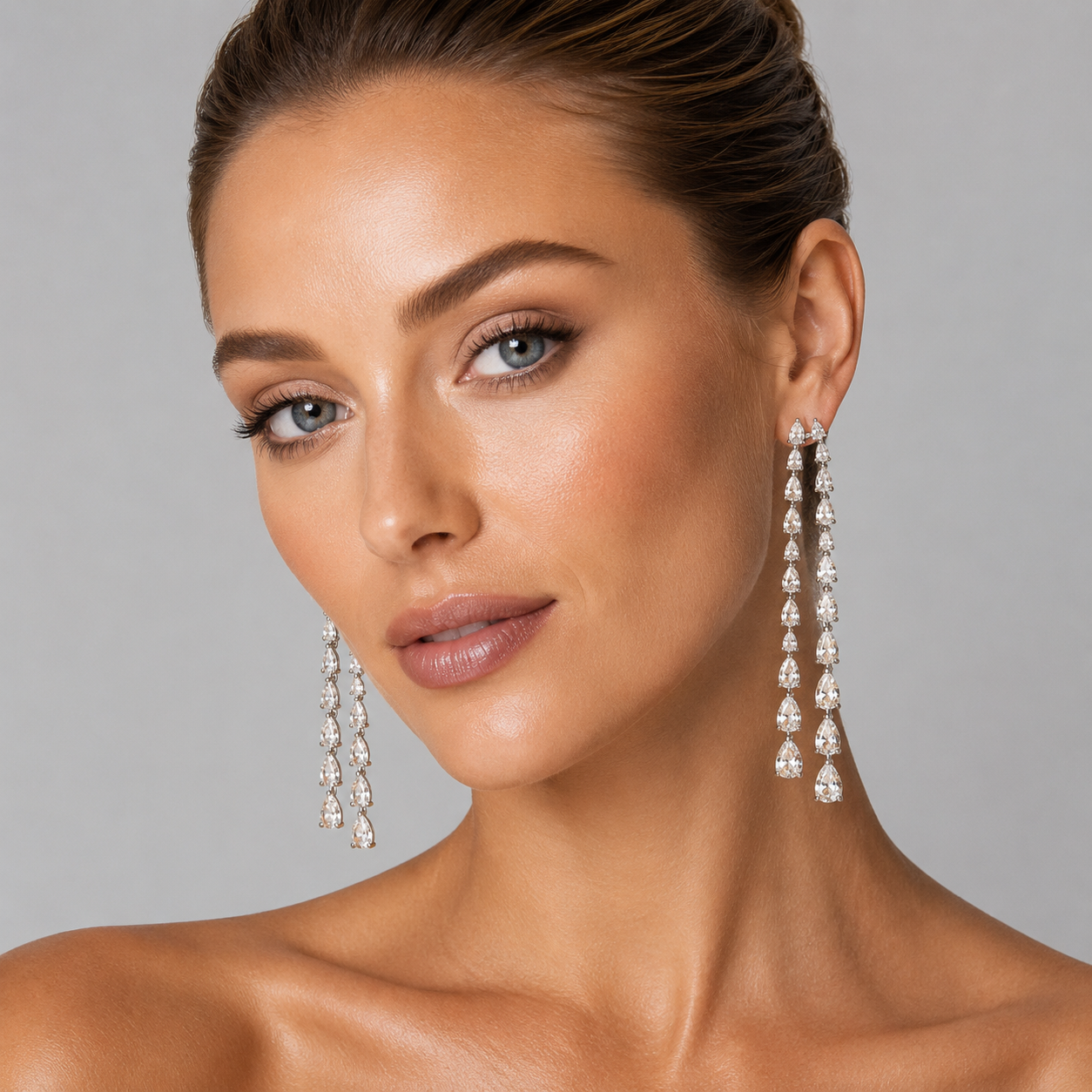 Niamh: The Silver Double Strand Teardrop Fringe