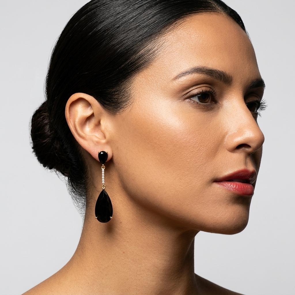 Orla: The Black Crystal Bar Teardrop Drop