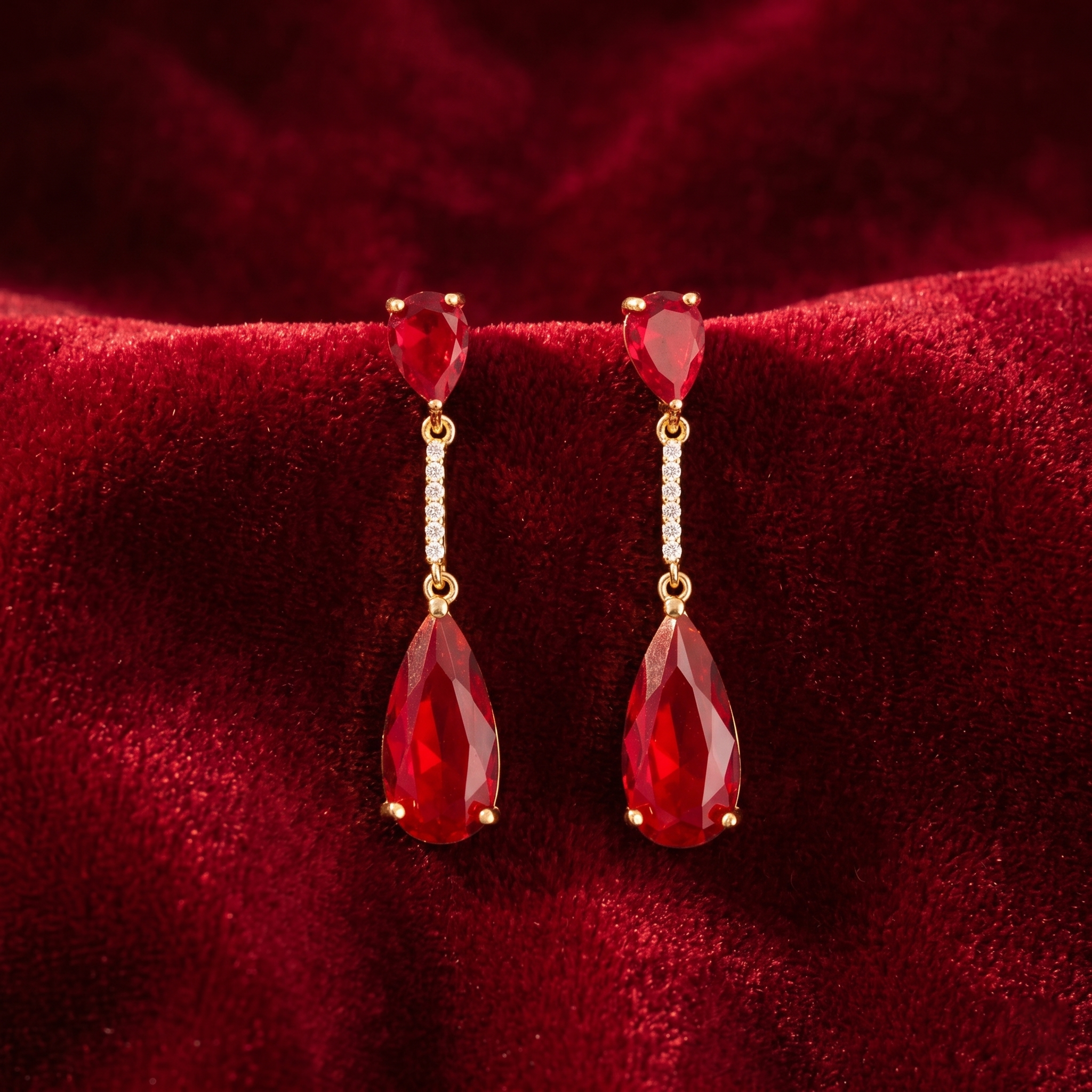 Neve: The Red Crystal Bar Teardrop Drop