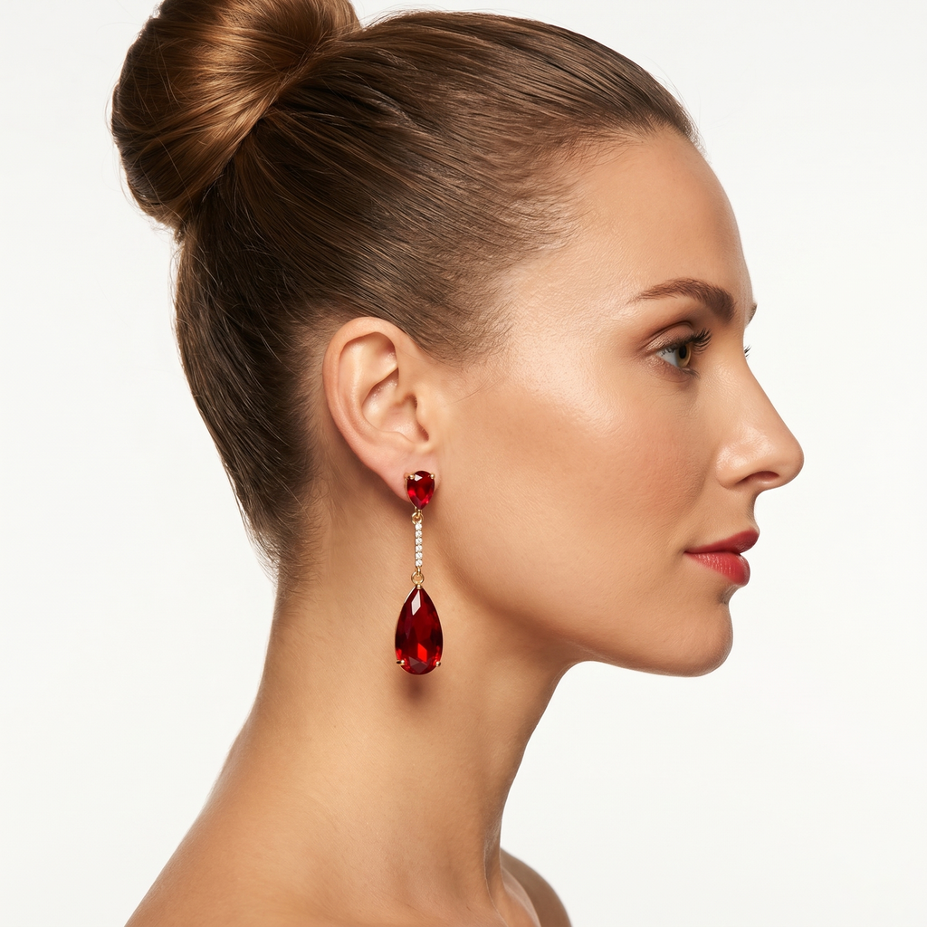 Neve: The Red Crystal Bar Teardrop Drop