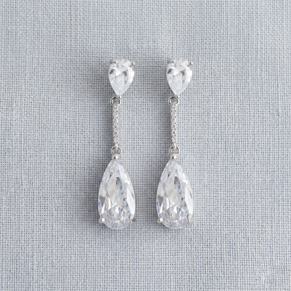 Roisin: The Silver Crystal Bar Teardrop Drop