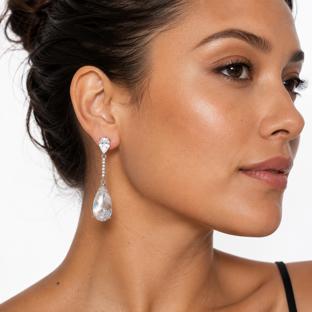 Roisin: The Silver Crystal Bar Teardrop Drop