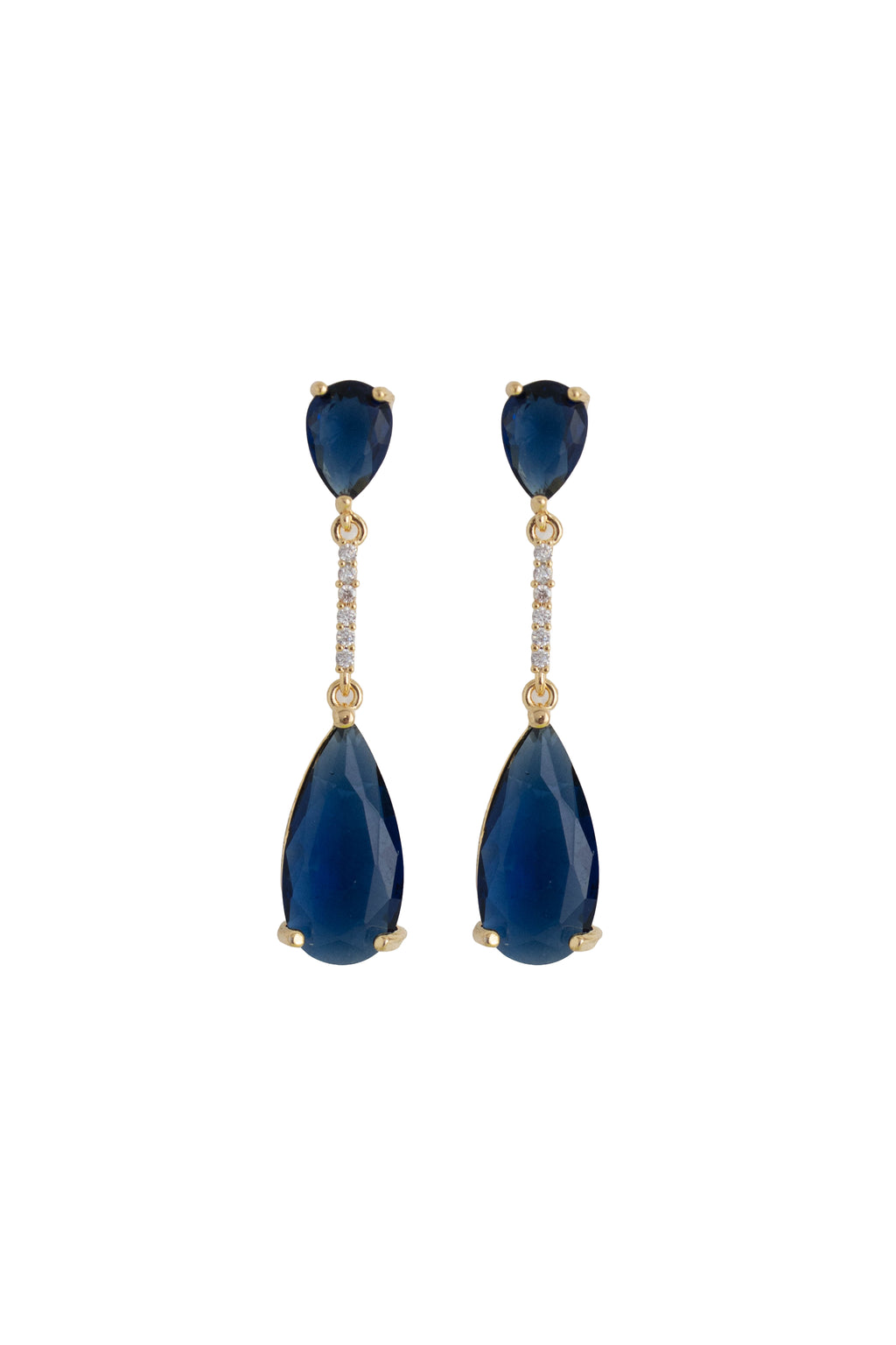 Cara: The Navy Crystal Bar Teardrop Drop