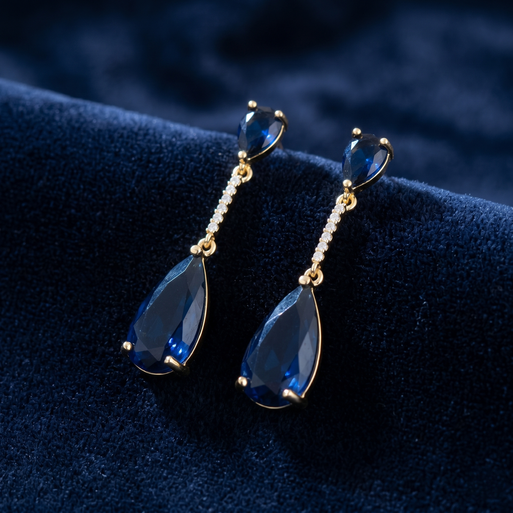 Cara: The Navy Crystal Bar Teardrop Drop