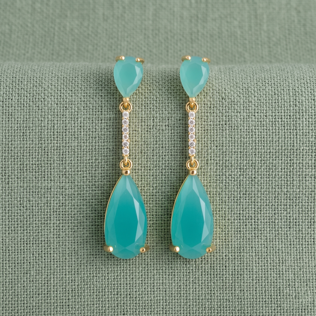 Nuala: The Teal Crystal Bar Teardrop Drop