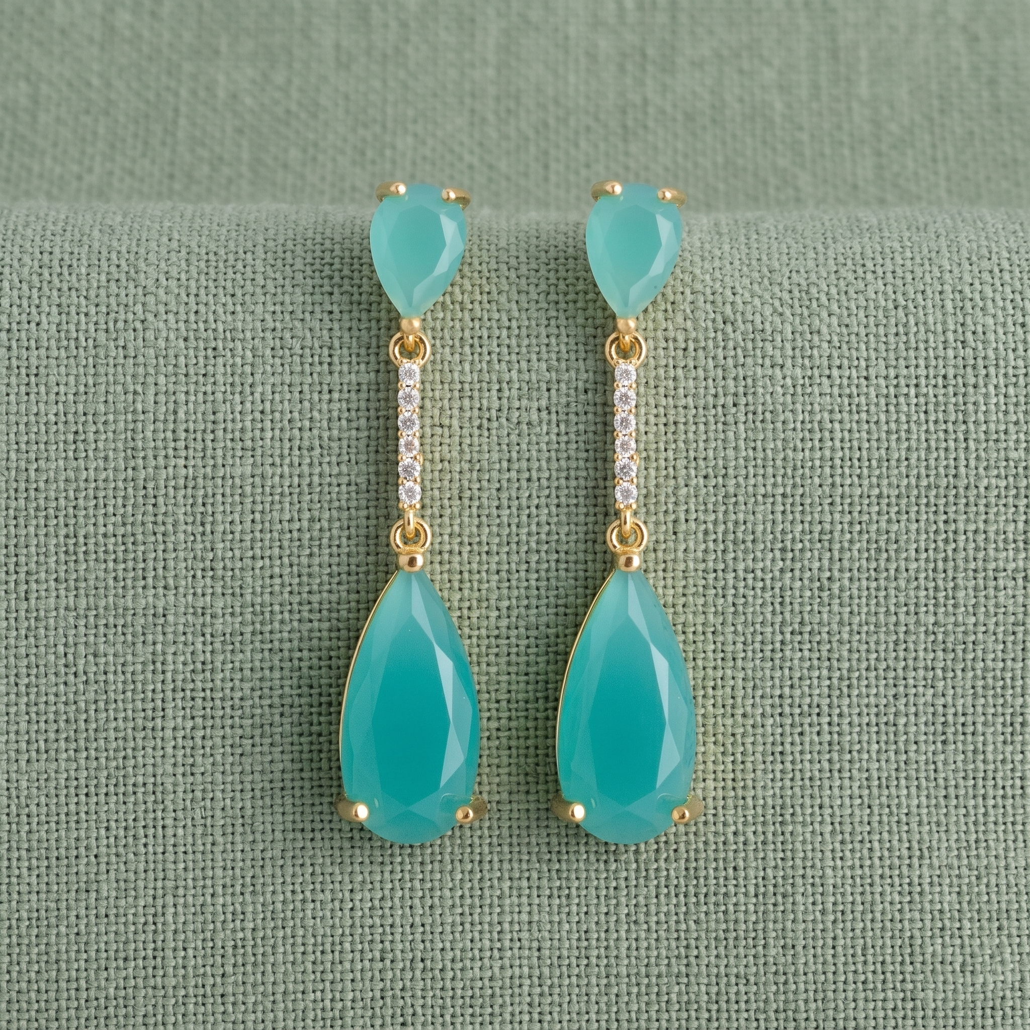 Nuala: The Teal Crystal Bar Teardrop Drop