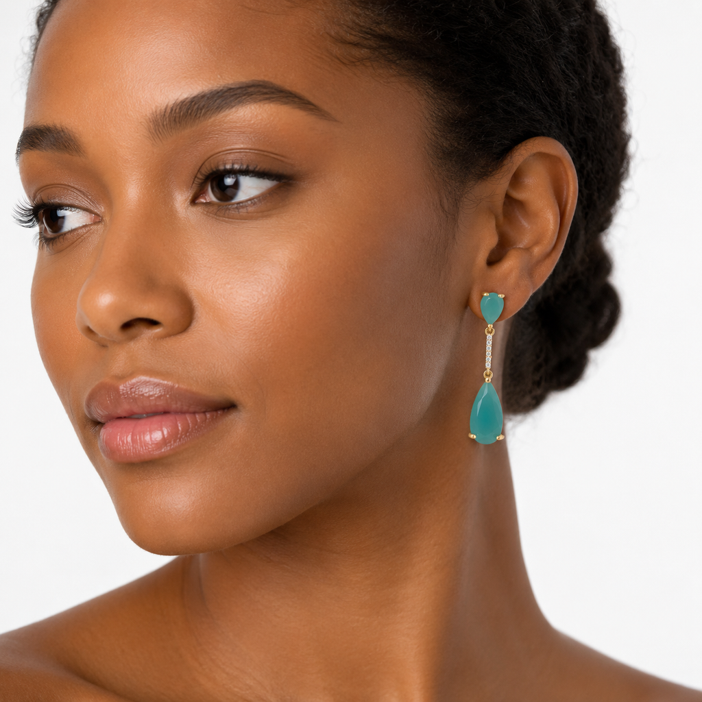 Nuala: The Teal Crystal Bar Teardrop Drop