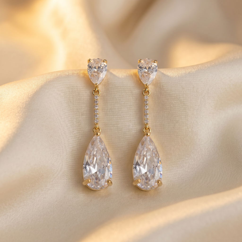 Grainne: The Gold Crystal Bar Teardrop Drop