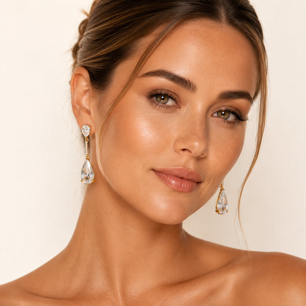 Grainne: The Gold Crystal Bar Teardrop Drop