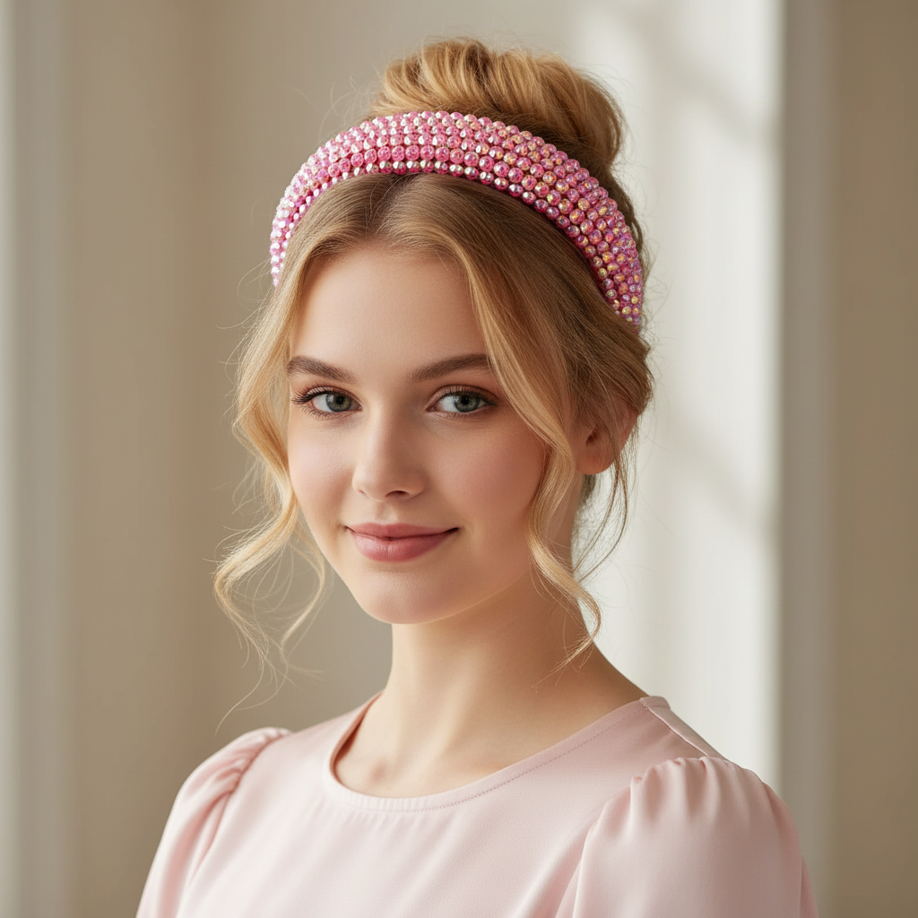 Bling Hairband Wide Sparkly Headband Women's Fashion Accessories Hot Pink