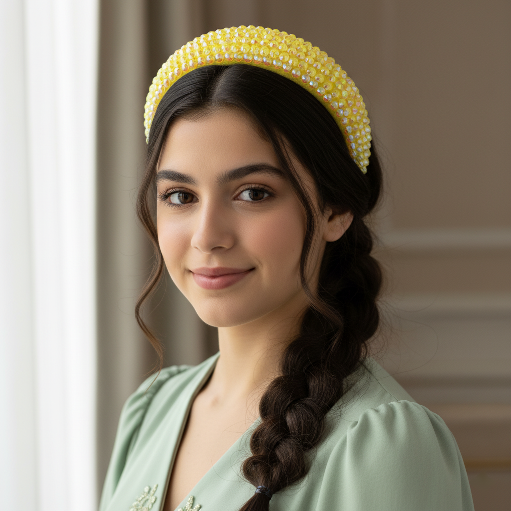 Bling Hairband Wide Sparkly Headband Women's Fashion Accessories Yellow