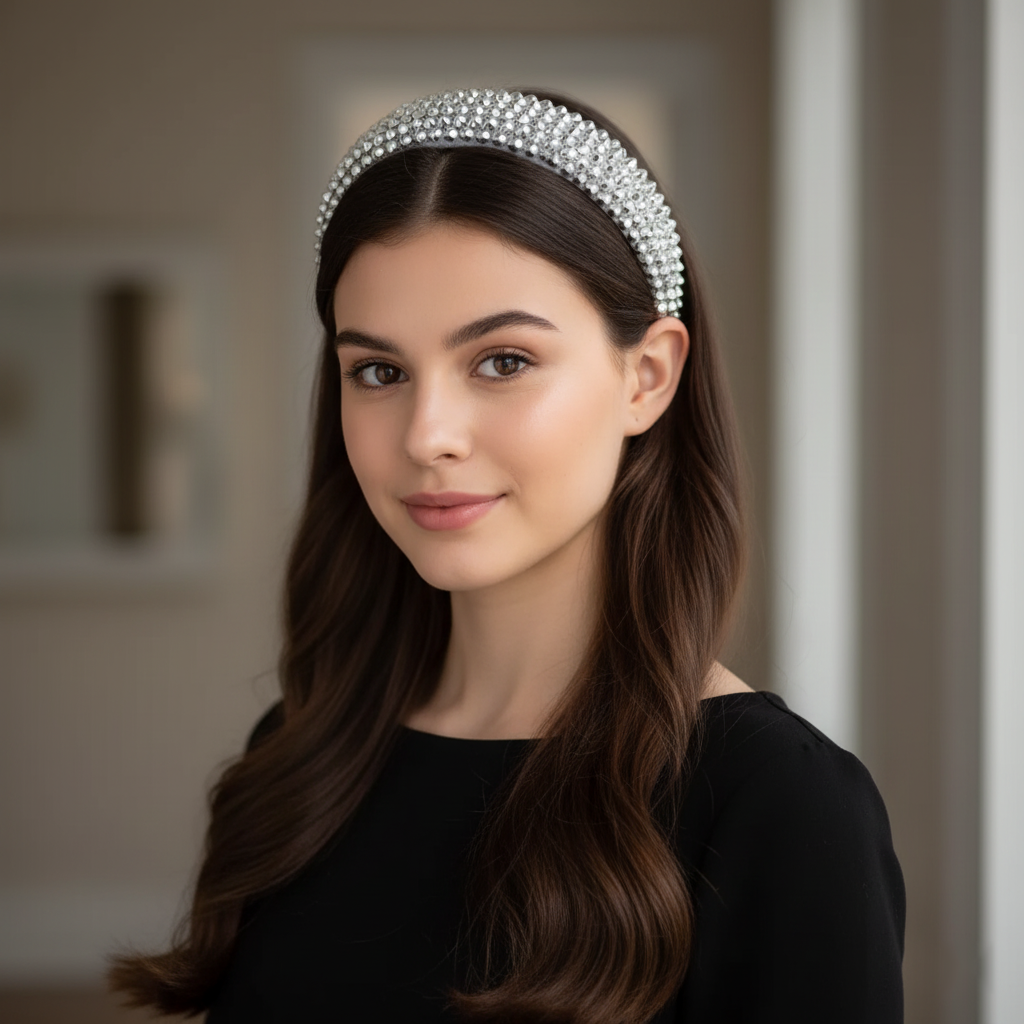 Bling Hairband Wide Sparkly Headband Women's Fashion Accessories Silver