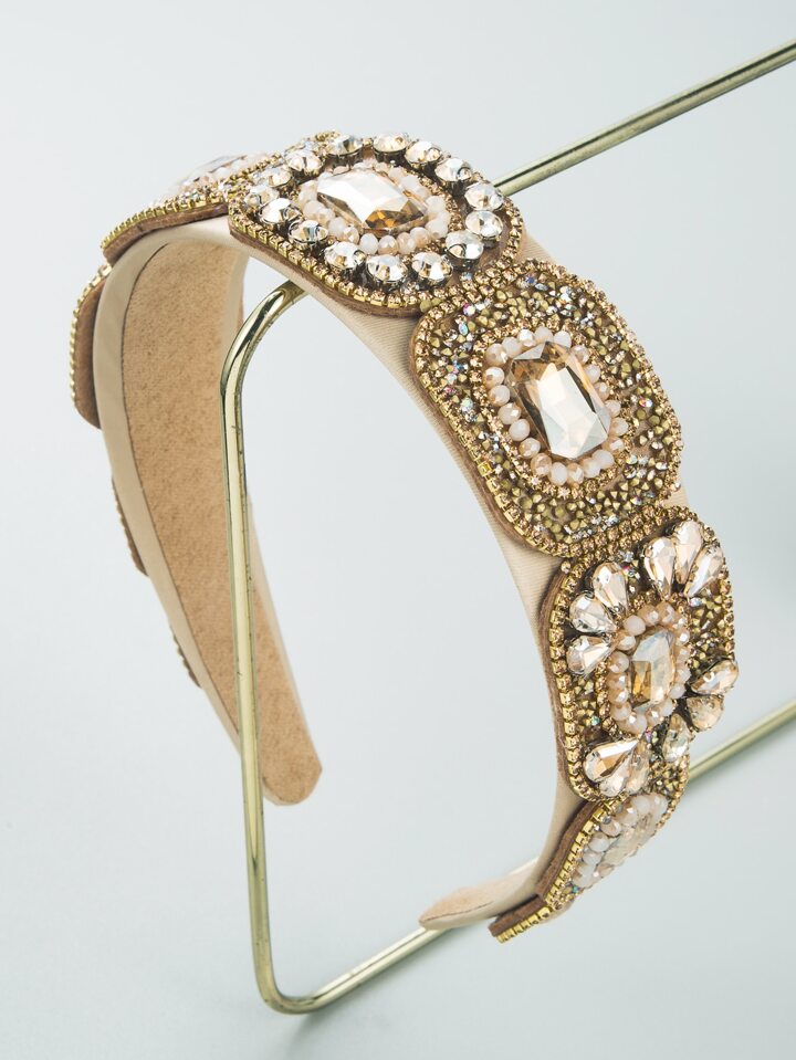 Crystal Headband Colourful Headband Rhinestone Pearl Luxury Headband Jewelry Gold