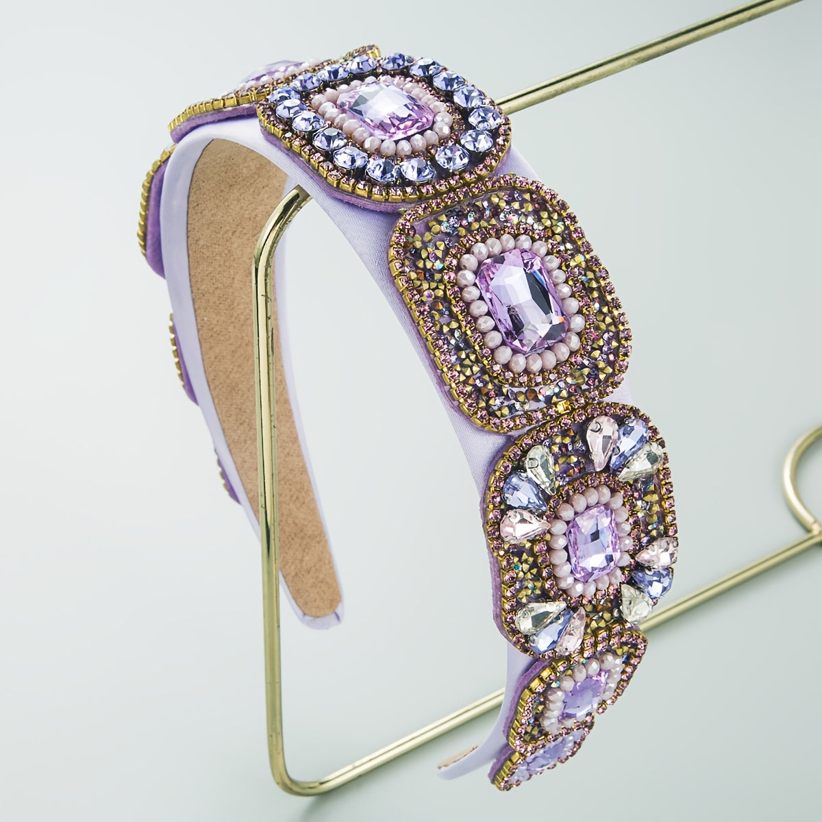 Crystal Headband Colourful Headband Rhinestone Pearl Luxury Headband Jewelry Purple