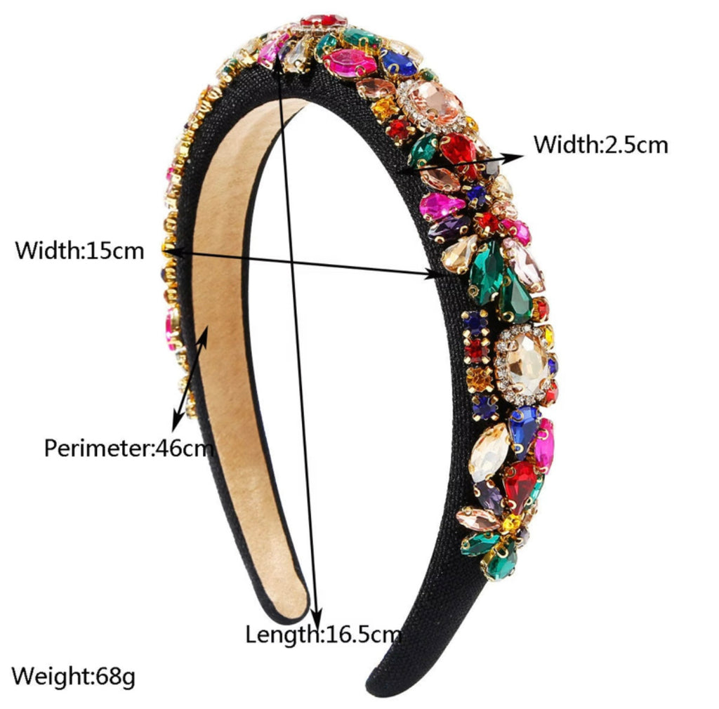 Fashion Luxury Crystal Padded Headband Womans Diamond Rhinestone Colourful