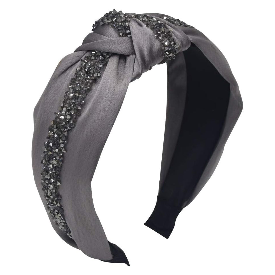 Luxury Fashion Women's Headband Accessories Rhinestones Party Headband Grey