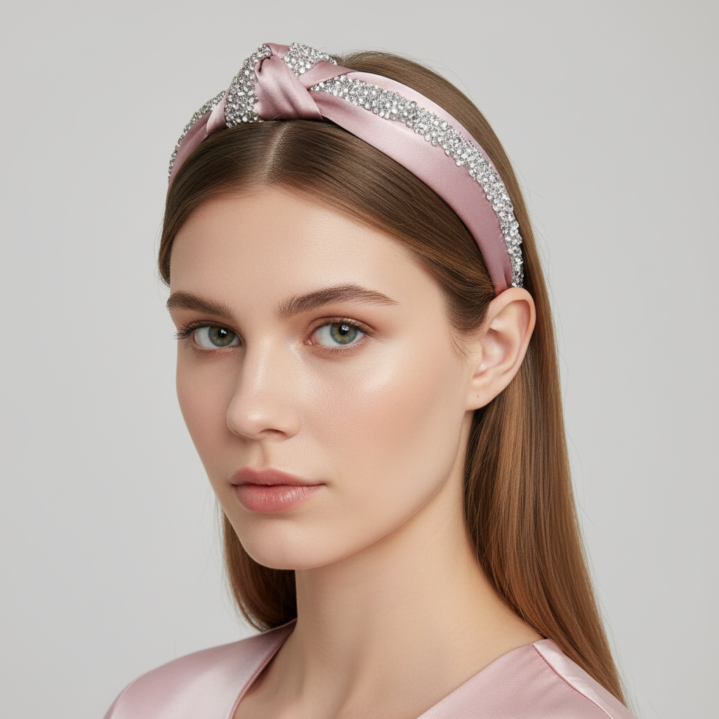 Luxury Fashion Women's Headband Accessories Rhinestones Party Headband Pink