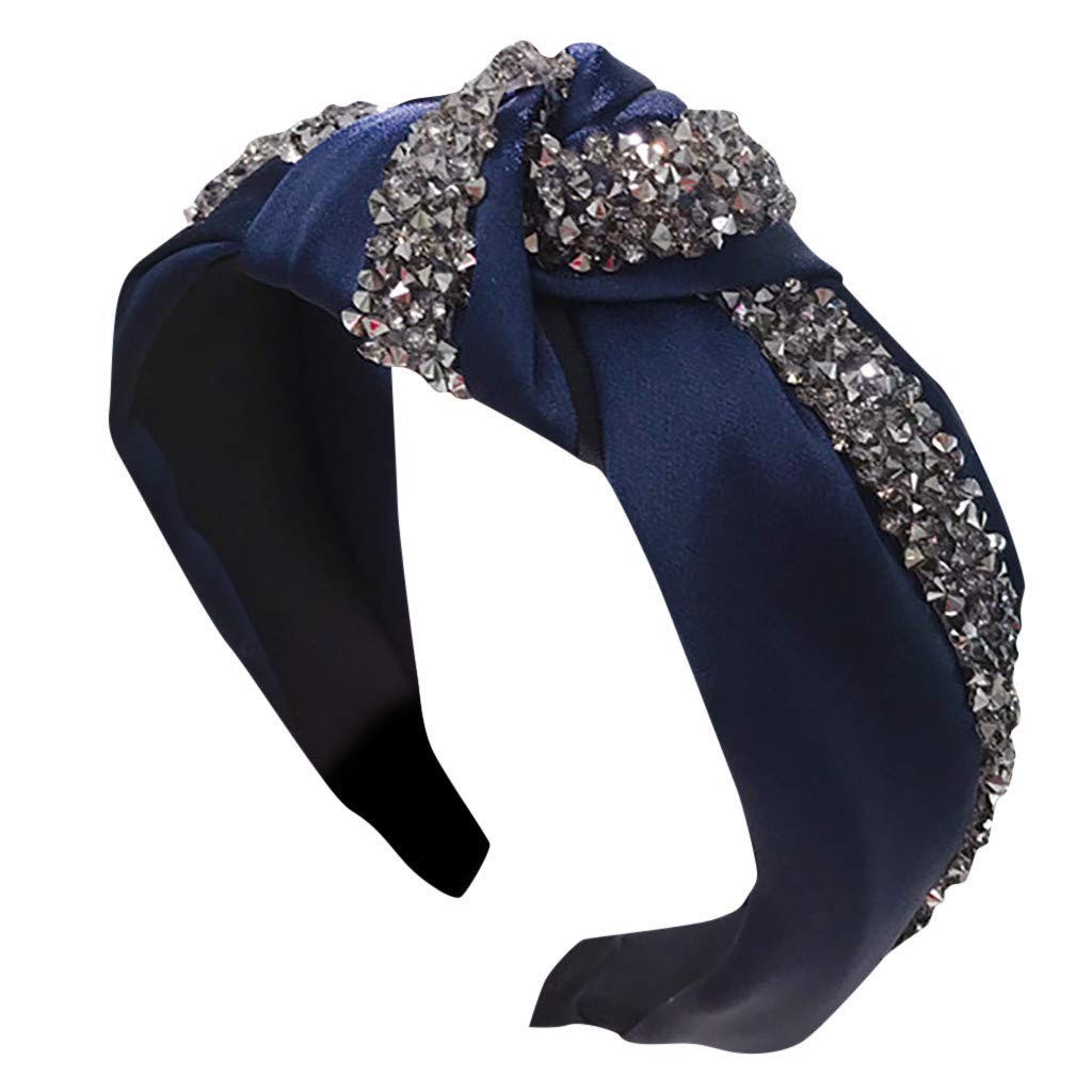 Luxury Fashion Women's Headband Accessories Rhinestones Party Headband Navy