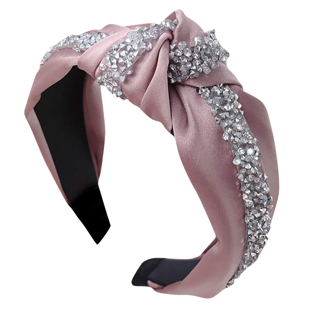 Luxury Fashion Women's Headband Accessories Rhinestones Party Headband Pink