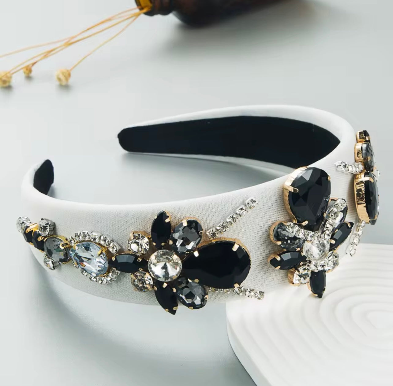 New Fashion Colorful Rhinestone Crystal Baroque Headband Luxury Black White