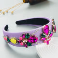 New Fashion Colorful Rhinestone Crystal Baroque Headband Luxury Purple