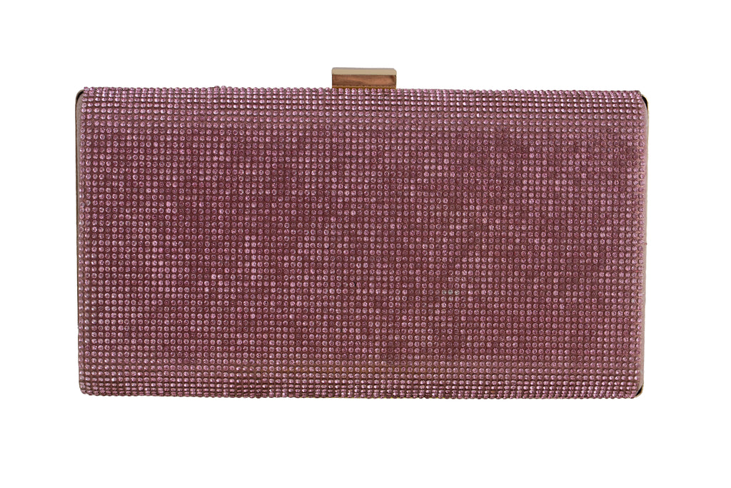 Pink clutch bag with a textured surface 