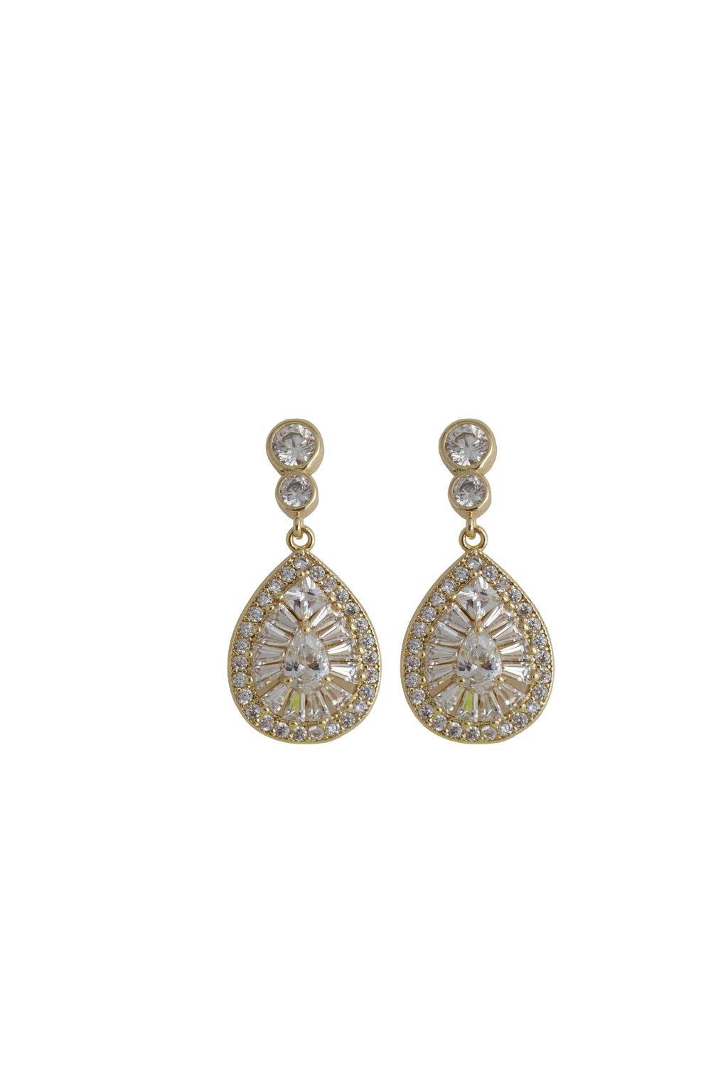 Gold and crystal teardrop earrings 