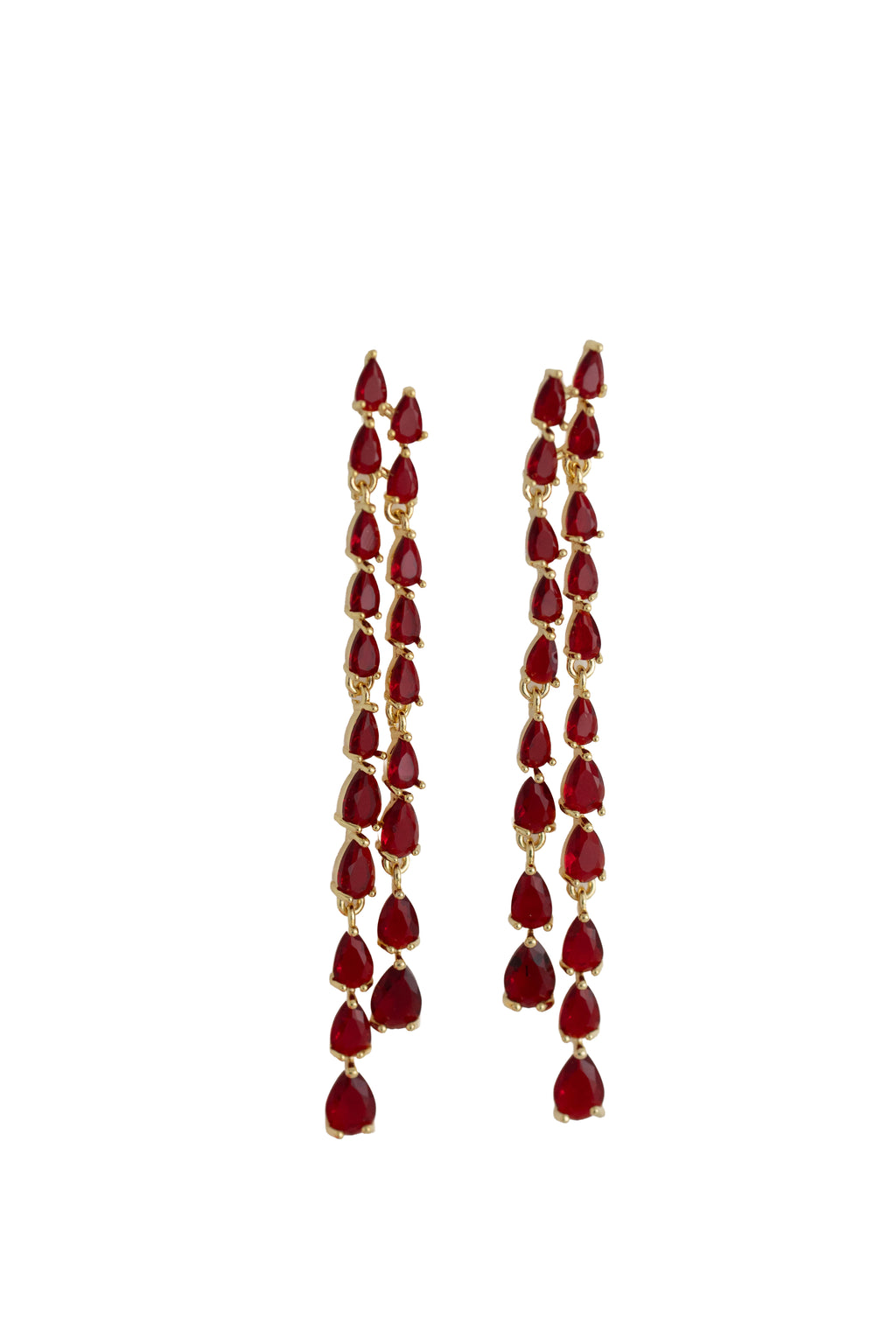 rhinestone fringe earrings on a gold setting