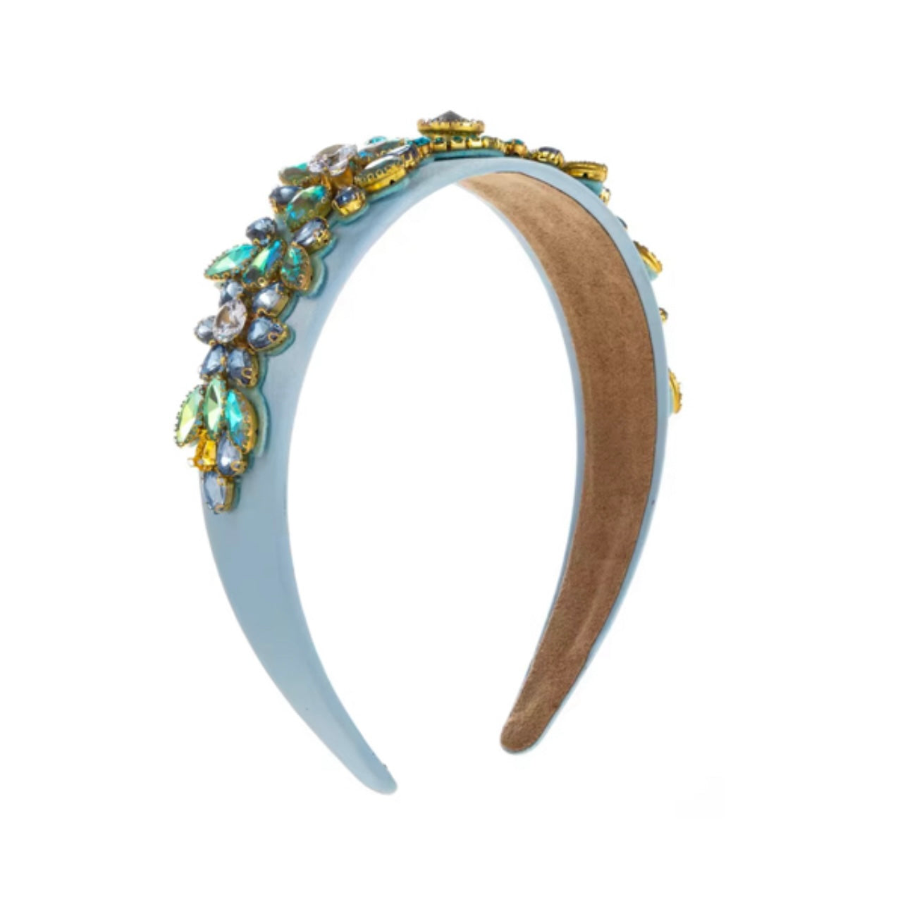 Vintage-Inspired Baroque Rhinestone Headband Light Blue